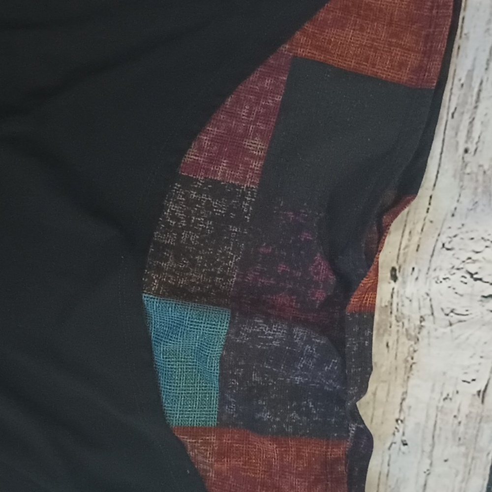 Ali Miles Black Multicolor Patchwork Funnel Neck … - image 2